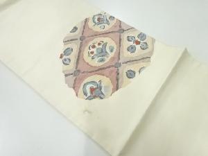 アンティーク　すくい織襷に花模様織出し袋帯（材料）